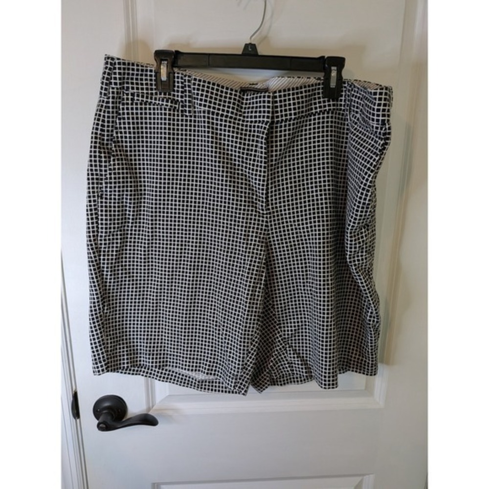 Lands End Womens 20W Black White Grid Mid Rise Shorts Plus Size‎ Casual Preppy